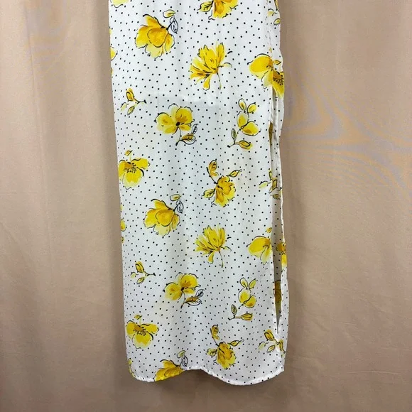 Abercrombie Fitch Yellow Floral Polka Dot Slip Maxi Smocked Boho S Y2K Coquette - Picture 7 of 12